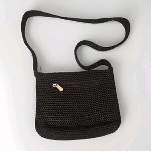 The Sak Chocolate Brown Crochet Shoulder Bag Zip Top Zip Pockets Boho Y2K Small